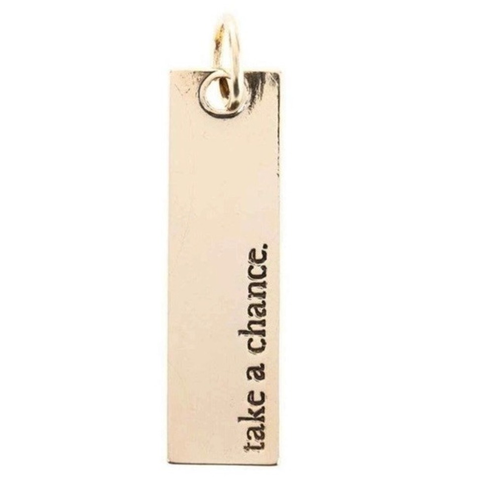Benny & Ezra Take A Chance Gold Tone Vertical Bar Pendant Charm